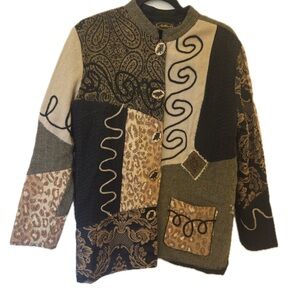 Allure Women's Patchwork Blazer - Black, Brown, Tan